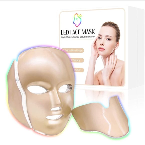 7 LED Skin Care Mask Face/Neck Rejuvenation Light Therapy Facial Micro Current